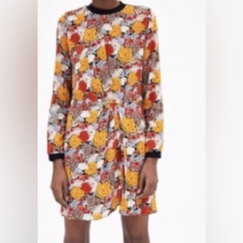 Zara TRF Floral Printed Dresswith ribbed trims Size XS